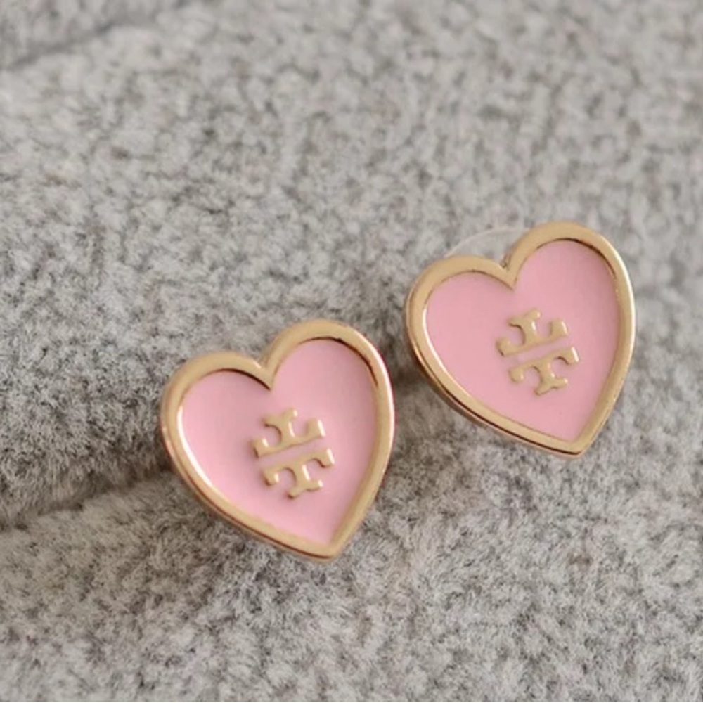 Tory Burch heart logo stud earrings - Picture 2 of 2